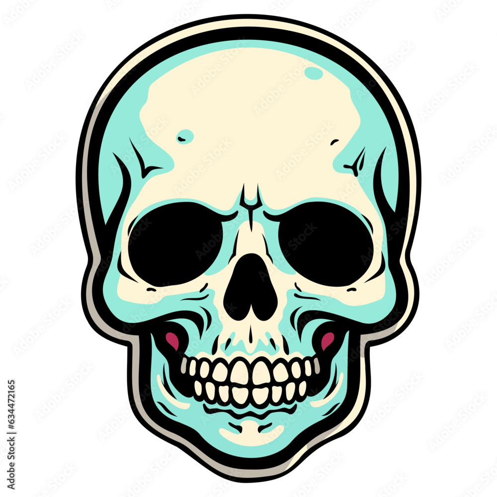 Vector skull with black outline halloween, tattoo and stickers Vector skull with black outline halloween, tattoo and stickers