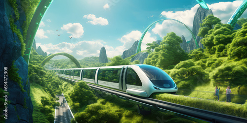 The Future of Mobility, Innovative Transportation Systems and Advanced Technologies for Efficient Urban Planning. Sustainable transportation solutions. Green energy creative concept. 3d render style.
