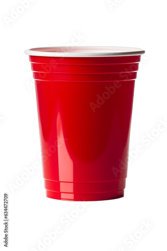 Red plastic party cup isolated on a transparent background
