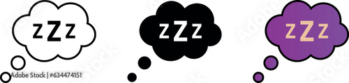Sleeping bubble with zzz different style icon set. Line, glyph and filled outline colorful version, outline and filled vector sign․ Vector ilustration photo