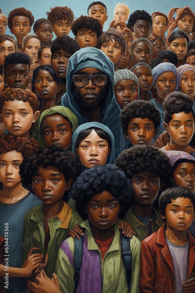 United Colors of Humanity: Artistic Ensemble of Diverse Faces Celebrating Racial Unity. United Colors of Humanity: Artistic Ensemble of Diverse Faces Celebrating Racial Unity.