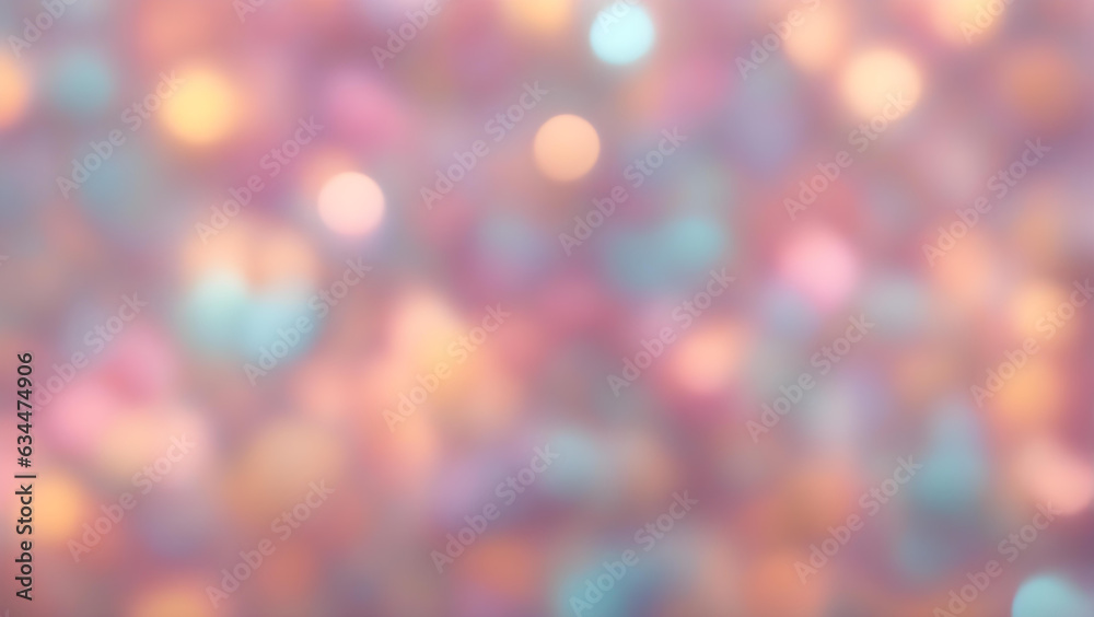 Blurry pastel bokeh abstract background. orange and pink with golden spakling light orbs, smooth gradients and colourful waves, energy light, copyspace