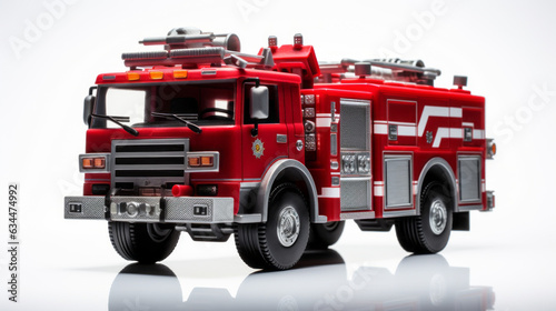 Toy fire truck isolated on white background