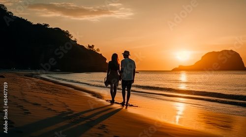 Fototapeta Naklejka Na Ścianę i Meble -  in Liebe am tropischen Strand beim Sonnenuntergang