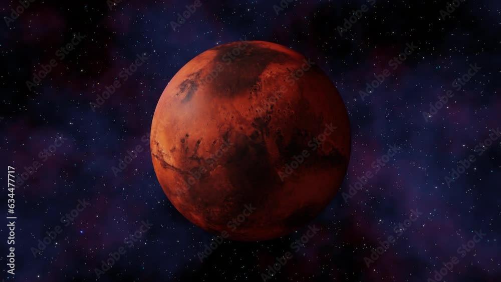 Planet Mars view from outer space and twinkling stars in the Milky Way galaxy 3d render. Solar system planets concept, sci-fi, space exploration and discovery of habitable terrestrial planets Planet Mars view from outer space and twinkling stars in the Milky Way galaxy 3d render. Solar system planets concept, sci-fi, space exploration and discovery of habitable terrestrial planets