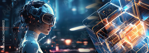 Cyborg woman Sci-fi robot n...