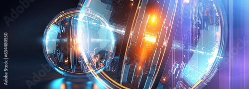 Sci-fi futuristic neon ball...