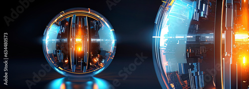 Sci-fi futuristic neon ball...