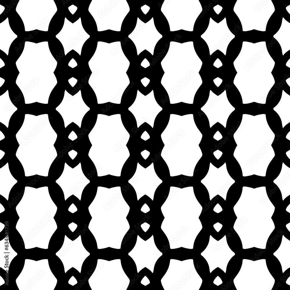 Naklejka premium White background with black pattern. Seamless texture for fashion, textile design, on wall paper, wrapping paper, fabrics and home decor. Simple repeat pattern.