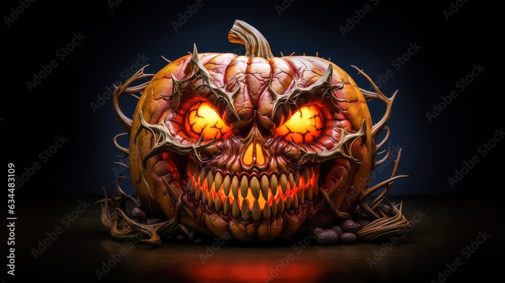 scary 3d evil halloween pumpkin
