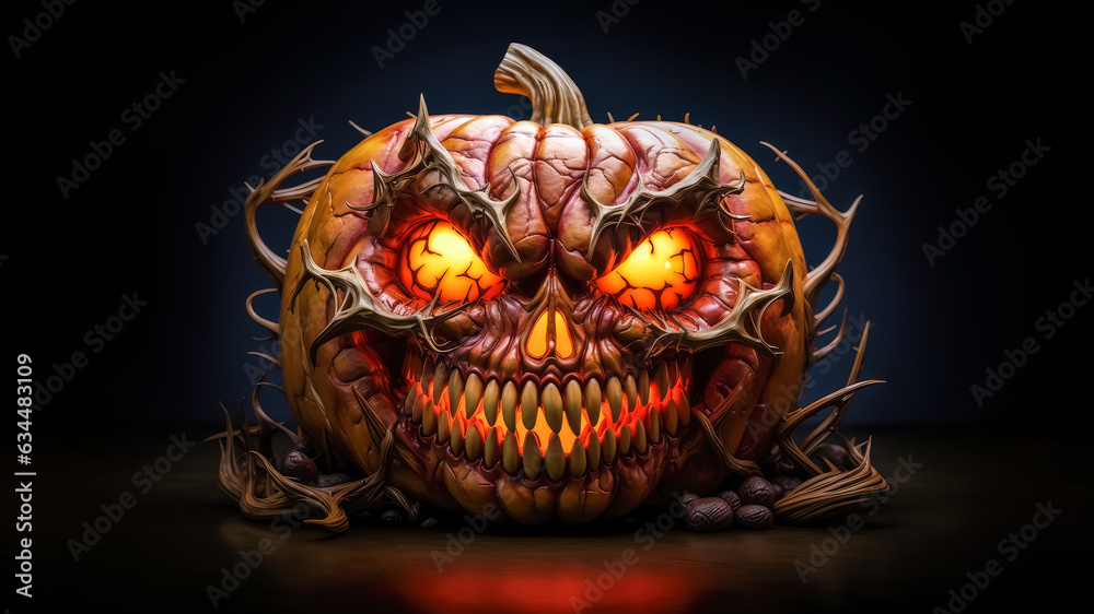 Naklejka premium scary 3d evil halloween pumpkin