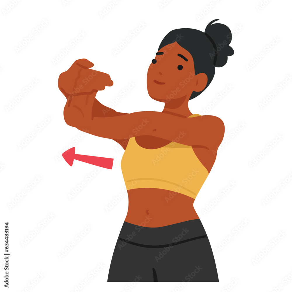 Woman Doing Palm Exercises, Character Flexes And Stretches Her Fingers, Rotates Wrists, And Gently Massages Her Hands Woman Doing Palm Exercises, Character Flexes And Stretches Her Fingers, Rotates Wrists, And Gently Massages Her Hands