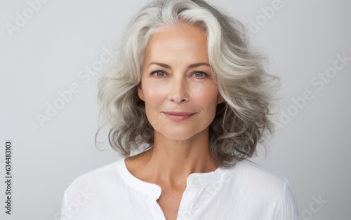A white background frames a lovely elderly woman s portrait.