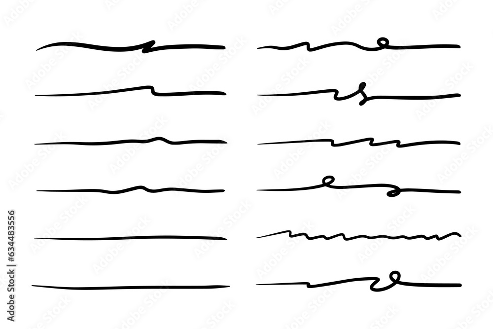 Vector set of hand drawn underline. Vector set of hand drawn underline.