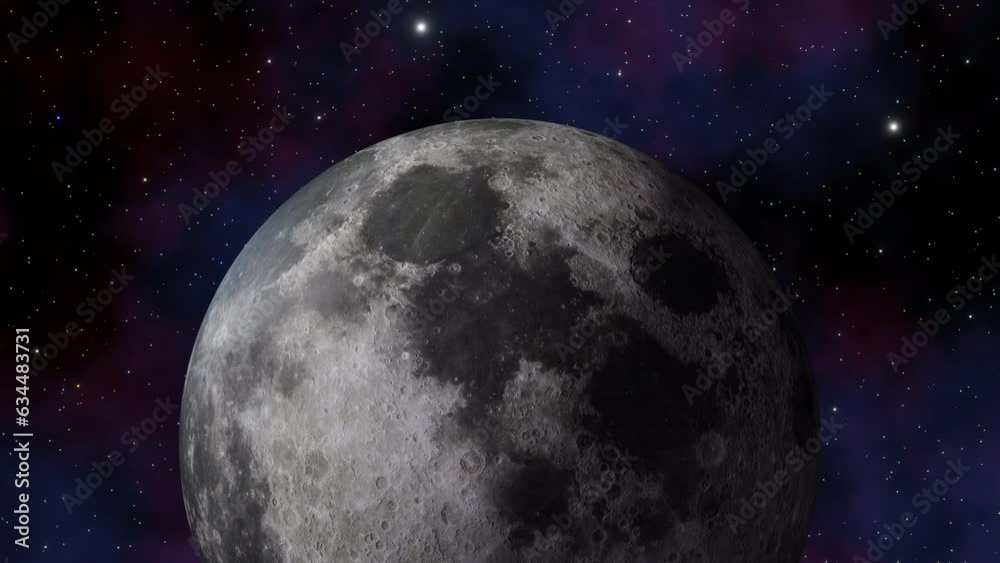 Earth satellite Moon view from outer space and twinkling stars in Milky ...