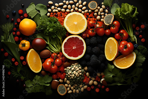 Vegetables and fruits, Superfoods, Healthy food, Vegetarianism, top view vegetables and fruits, Diet