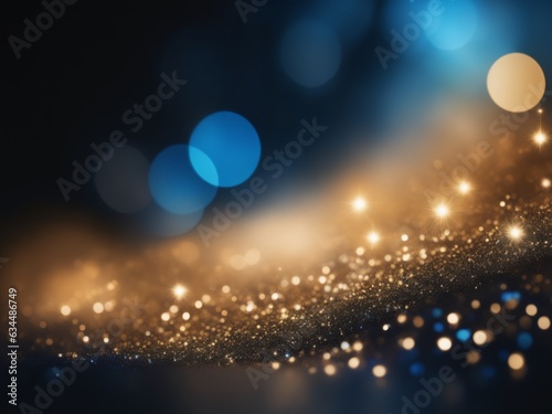 background of abstract glitter lights. gold, blue and black. de focused © Cyber and background
