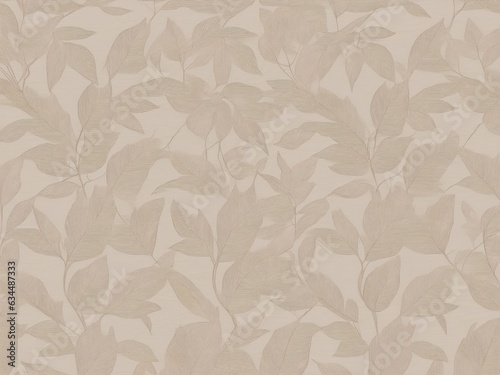 a piece of beige fabric with a delicate pattern of leaves and branches. The neutral background color allows the pattern to stand out, making it perfect for various design purposes.