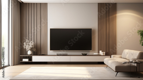 Luxury Beige Wall Living Room Modern Flat Television  © Asad
