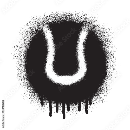 Tennis ball graffiti with black spray paint