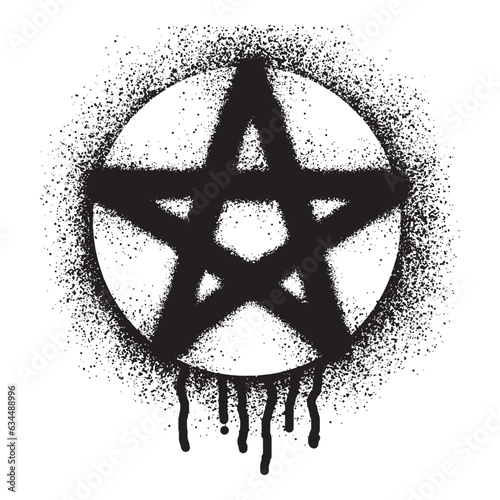 Pentagram symbol graffiti with black spray paint