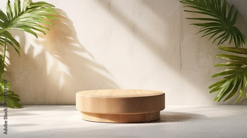 Minimal Modern Round Wooden Pedestal Side Table Podium