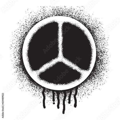 Peace icon graffiti with black spray paint