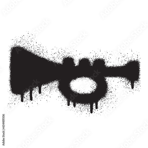 Trumpet graffiti with black spray paint