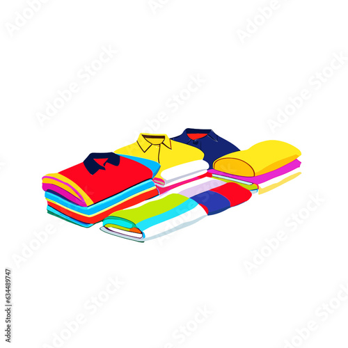 vector illustration of a pile of colorful folded clothes