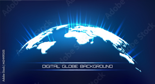Planet earth surface with rays of energy