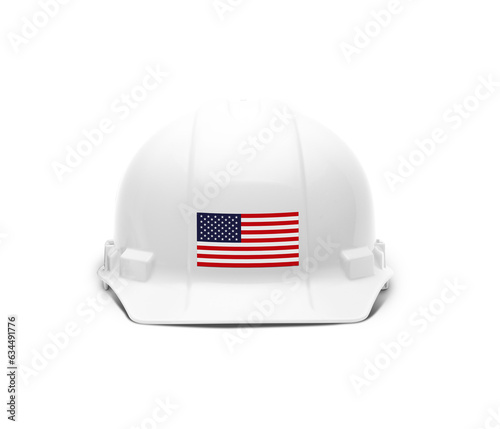 White Hardhat with an American Flag Decal on the Front Transparent PNG. photo