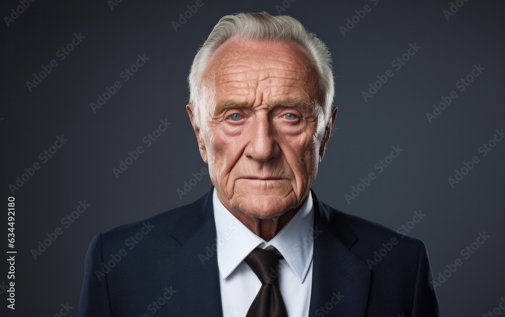 A precise shot that highlights the charming appearance and well-kept look of an older man, against an unadorned, well-lit background. A precise shot that highlights the charming appearance and well-kept look of an older man, against an unadorned, well-lit background.
