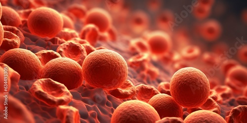 Leukemia Blood Cells Under Color Scanning Electron Micrograph photo