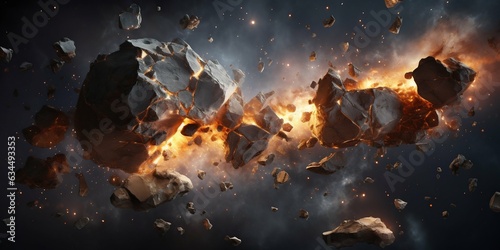 Meteorite Explosions and Stone Fragments. Generative ai © Scrudje