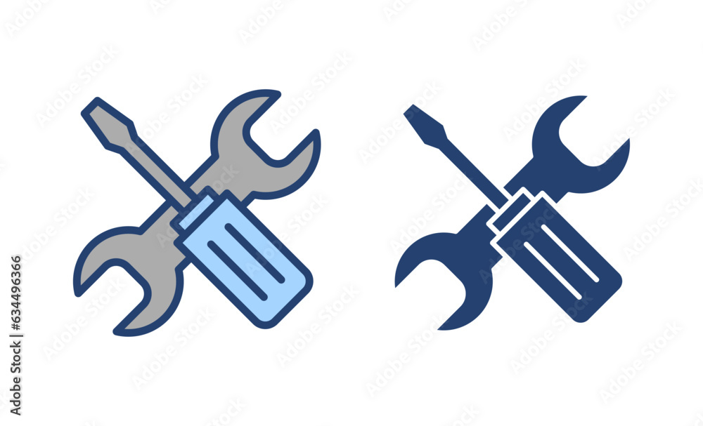 Repair tools icon vector. tool sign and symbol. setting icon. Wrench and screwdriver. Service Repair tools icon vector. tool sign and symbol. setting icon. Wrench and screwdriver. Service
