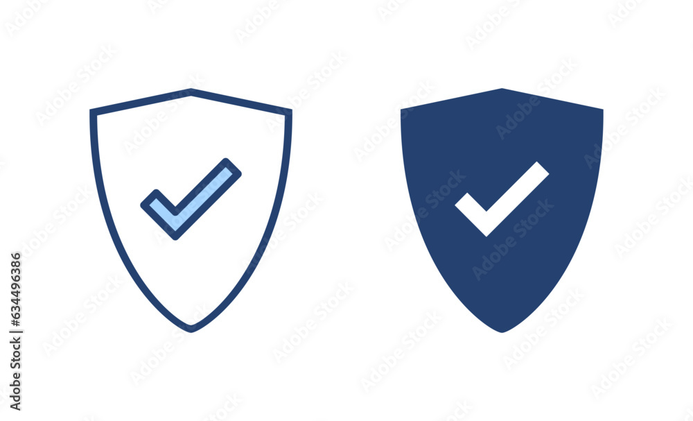 Shield check mark icon vector. Protection approve sign. Insurance icon Shield check mark icon vector. Protection approve sign. Insurance icon