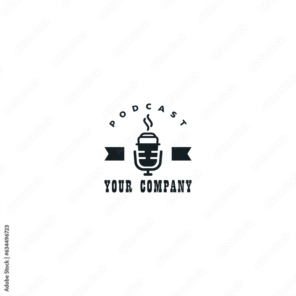 podcast coffee logo vintage rustic