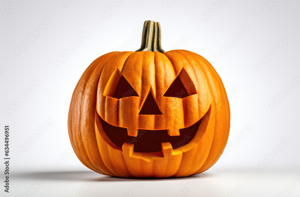 Halloween night. Candle lit Halloween Pumpkins. Halloween Backdrop with spooky pumpkins. Post-processed generative AI