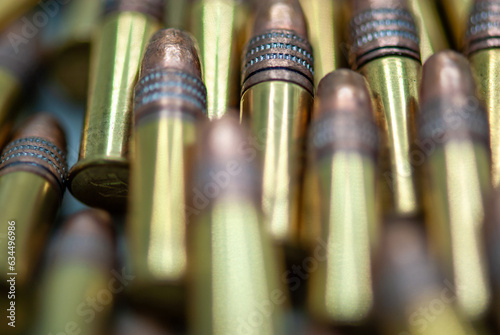 close up of bullets laying on side.