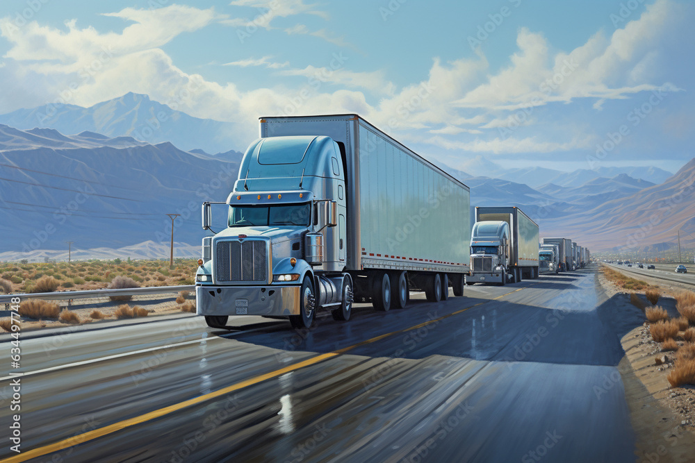 Long haul freight truck. Generative AI. Long haul freight truck. Generative AI.