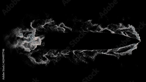 ship wake trail seamless loop texture with alpha, top view, isolated on black
