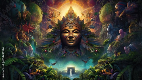 Obraz na plátně The ethereal Amazon spirit surfaces during shamanic journeys, unlocking mysticism with ayahuasca
