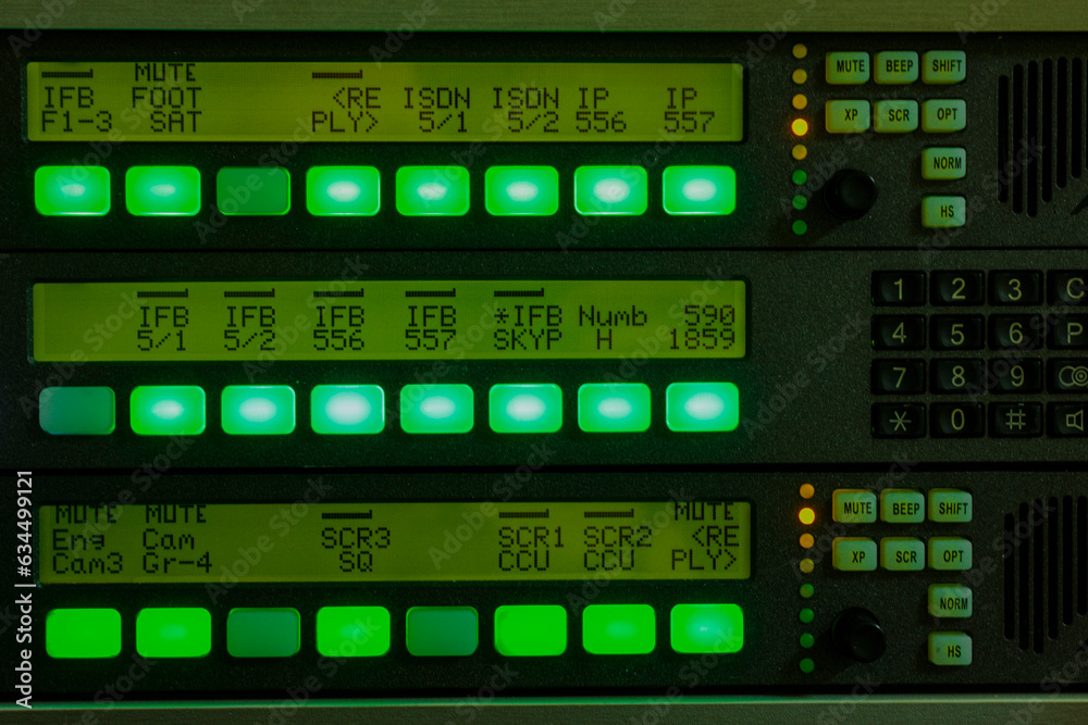 audio control panel with luminous buttons