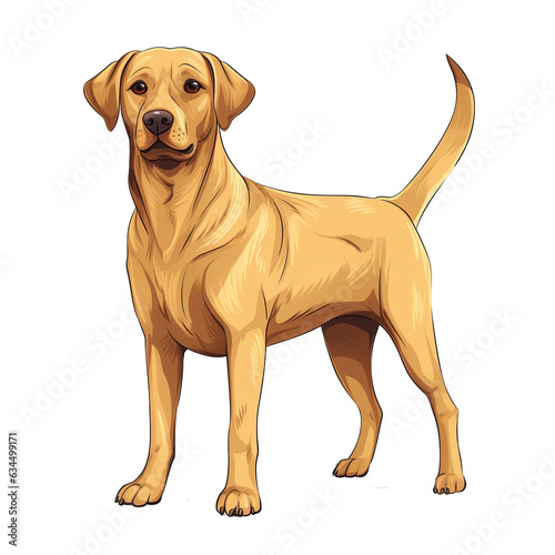 Labrador retriever dog vector illustration isolated on transparent background. Minimal cartoon solid color art style. Digital illustration generative AI.