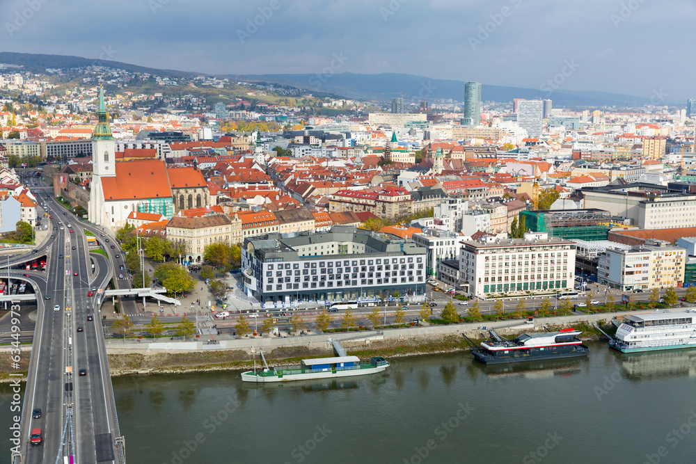 Image of historical center Bratislava and St. Martin's Cathedral in the foreground