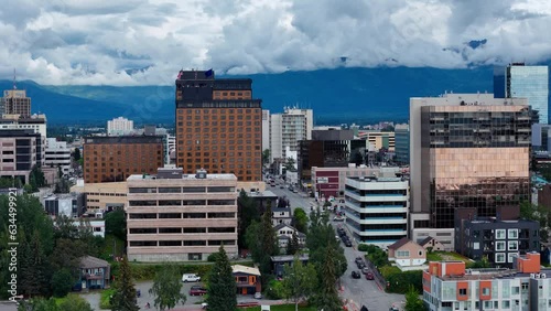 Downtown Summer in Anchorage Alaska Aerial 70mm