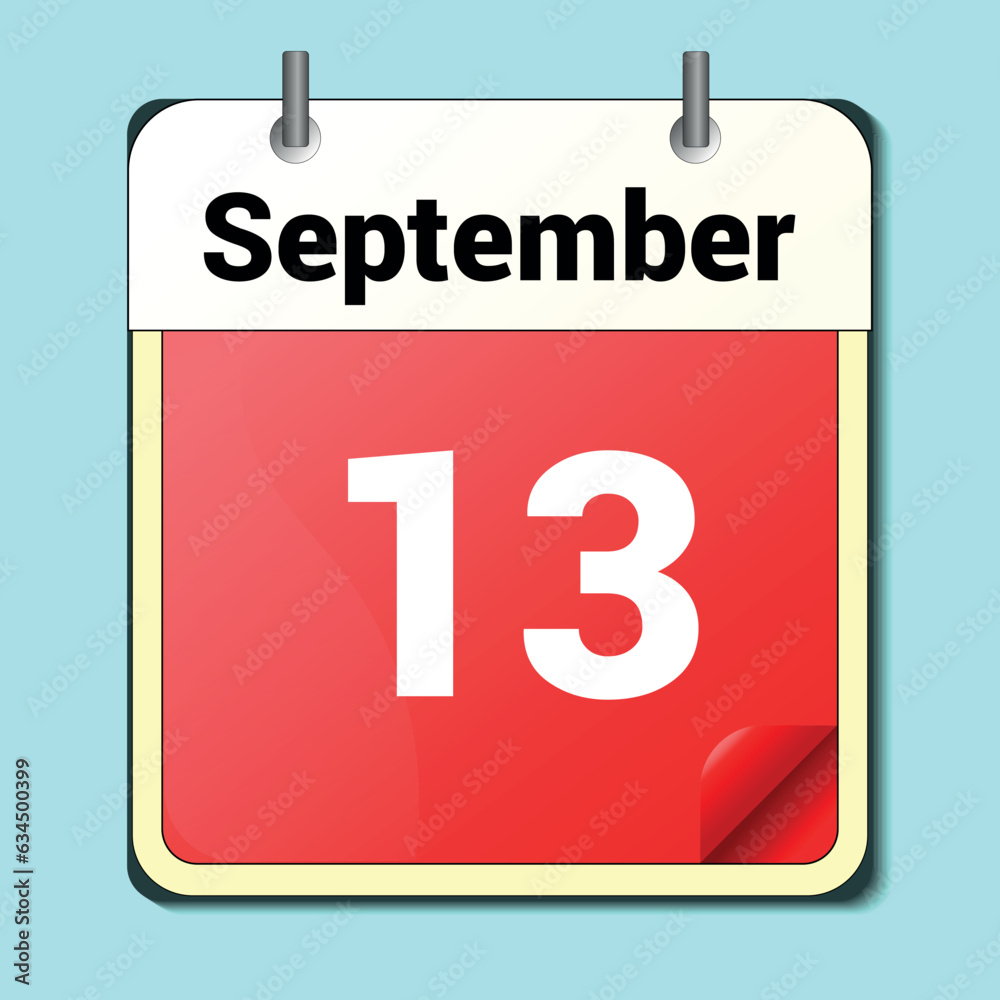 calendar vector drawing, date September 13 on the page calendar vector drawing, date September 13 on the page
