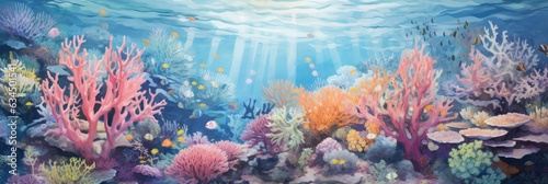 painting of corals under the water  generative AI