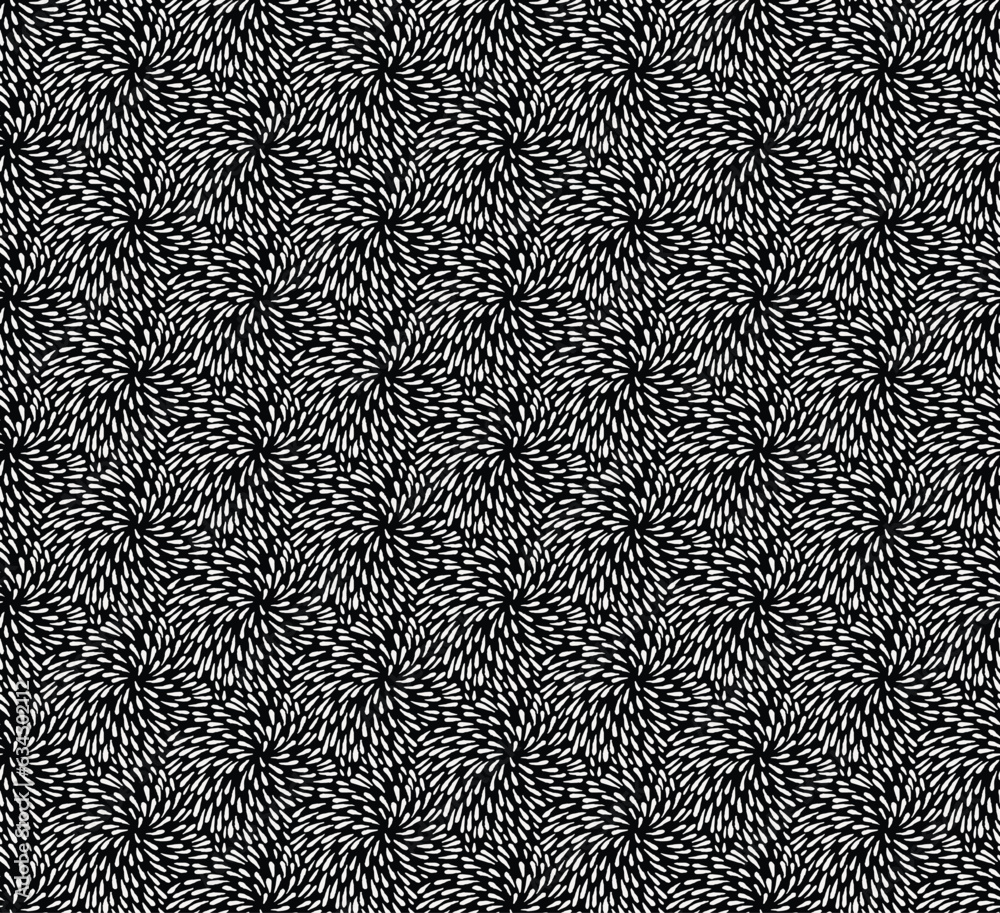 Fototapeta premium Black and white optical splash texture. Vector seamless pattern