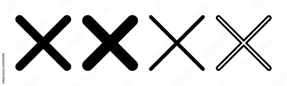 Close icon set illustration. Delete sign and symbol. cross sign Close icon set illustration. Delete sign and symbol. cross sign